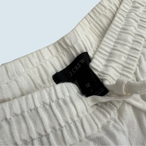 J. Crew White Linen Straight Leg Pants with Drawstring (Size 12) - Picture 2 of 5